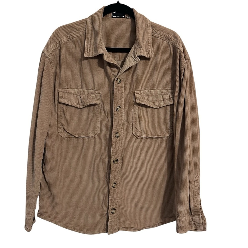 ASOS Tan Corduroy‎ Shirt Jacket Shacket Ribbed Button Down Size Small Western